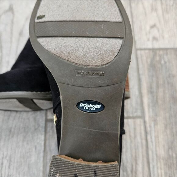 Dr. Scholl's Postone Black Peep-Toe Chunky Heel Ankle Boots - Picture 13 of 15